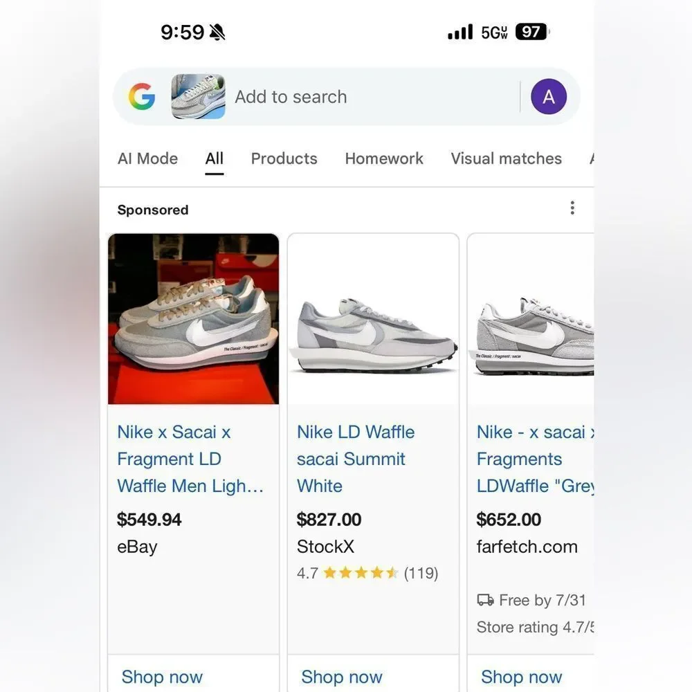 Nike x sacai LDWaffle Summit White | Men Size 10 |